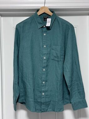 NWT Todd Snyder Slim Fit Irish Linen Shirt XL Lagoon Blue Long Sleeve